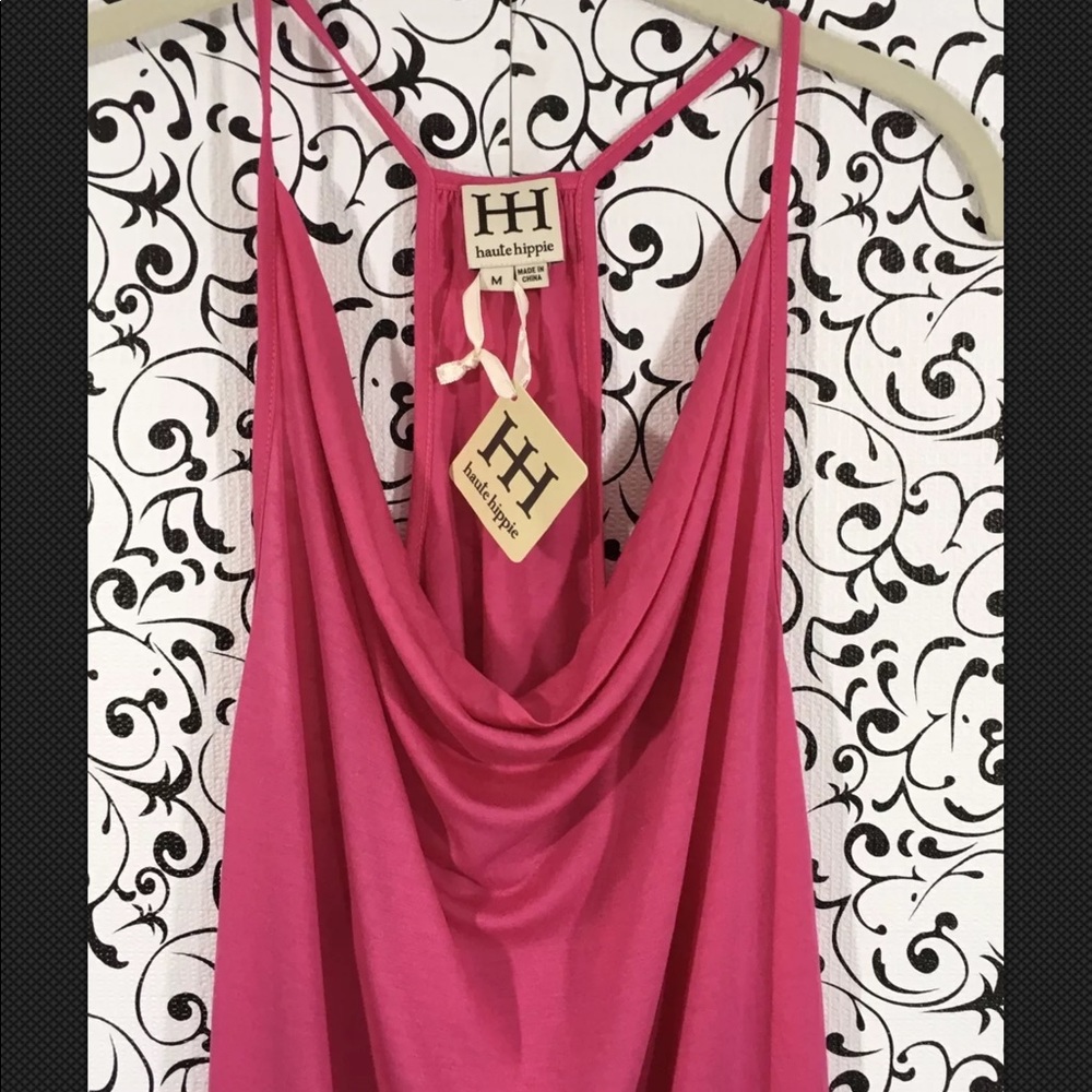 Haute Hippie pink cowl neck racer back tank top - Picture 2 of 5